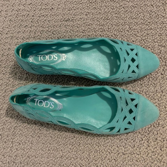 Tod's Suede Ballet flats Turquoise - Picture 8 of 17